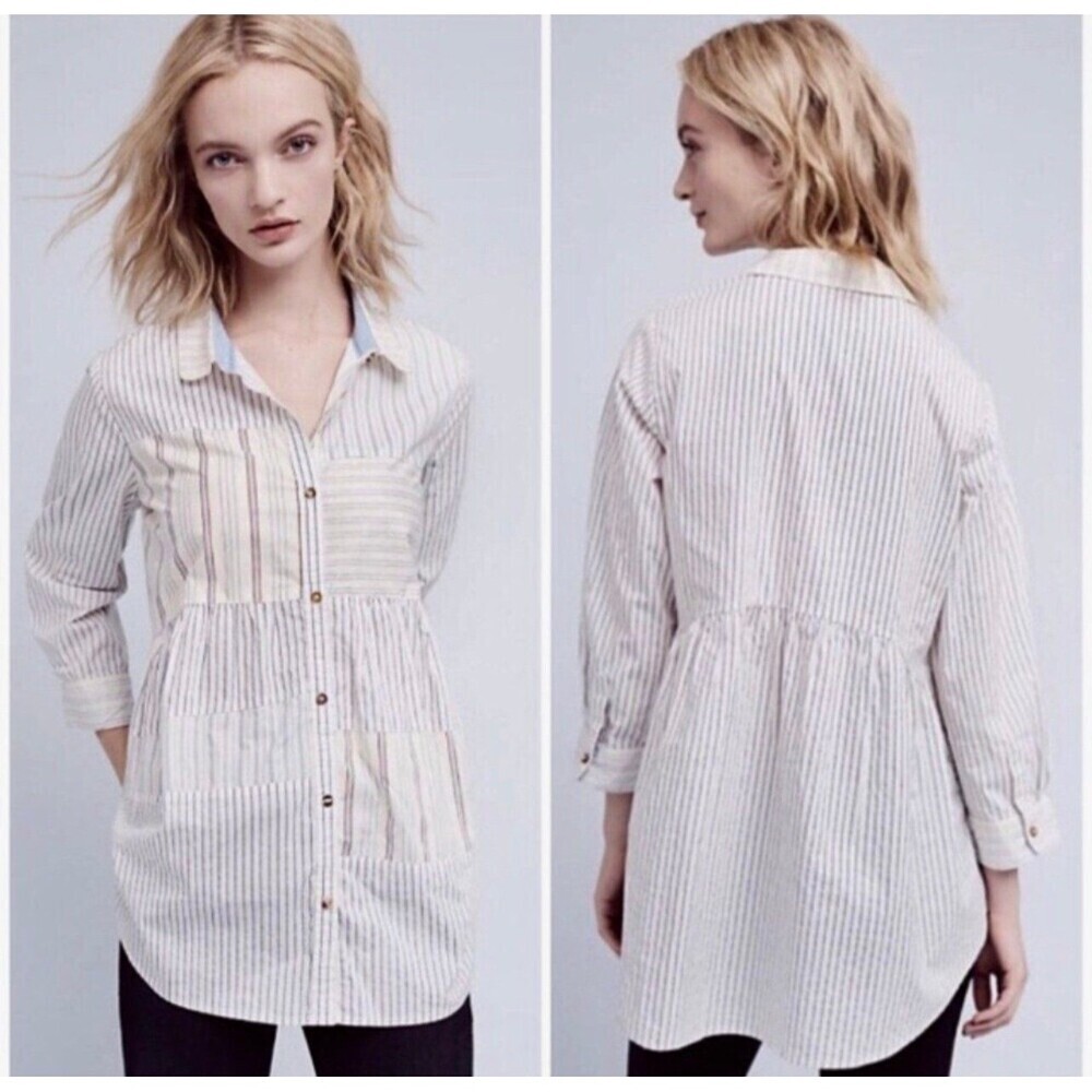 HOLDING HORSES Anthropologie Tiered Patch Tunic Size M